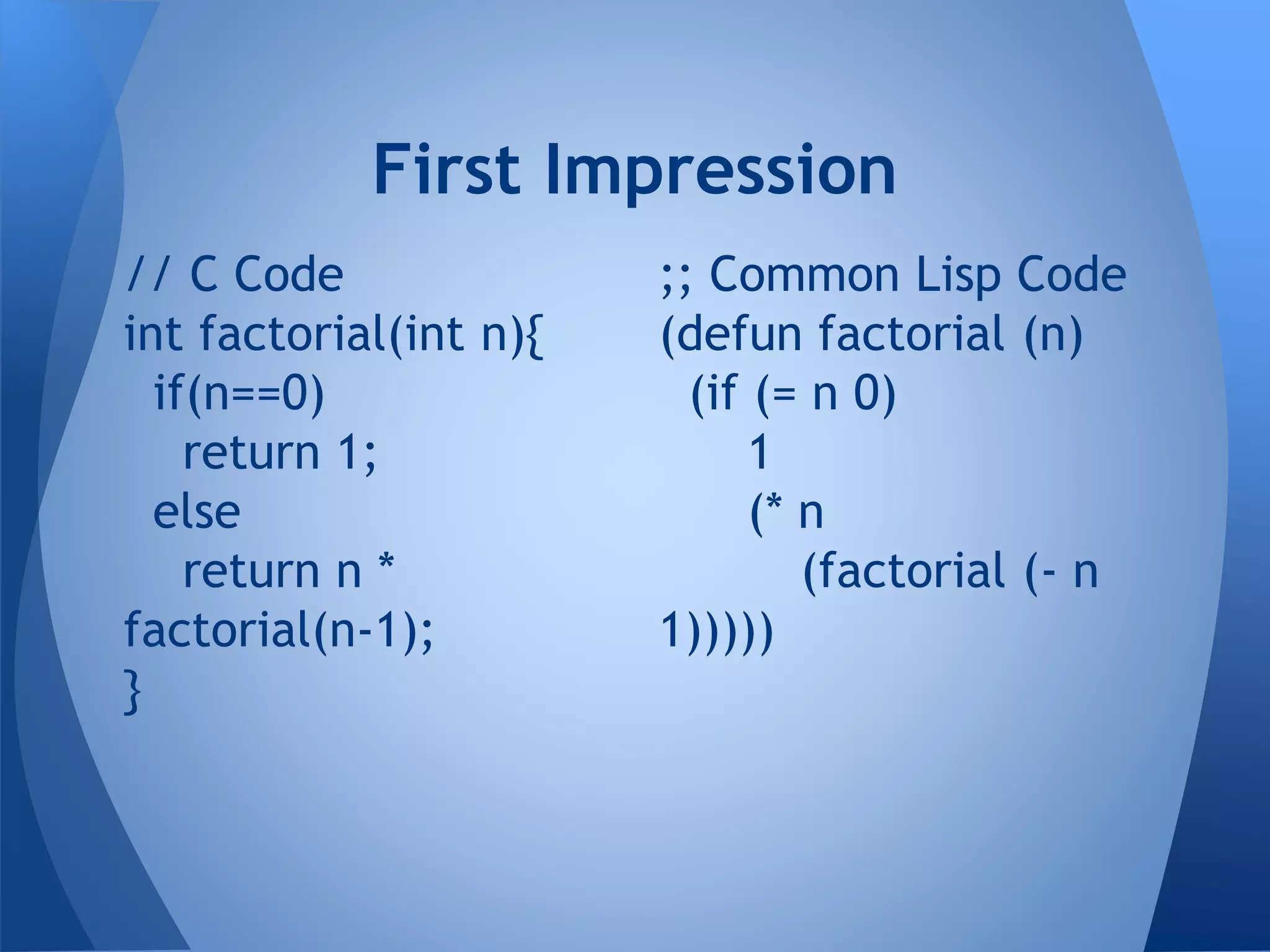 A brief introduction to lisp language | PPT