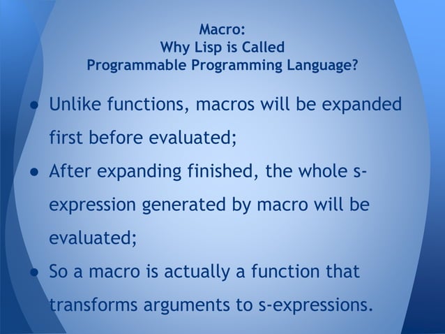 A brief introduction to lisp language | PPT
