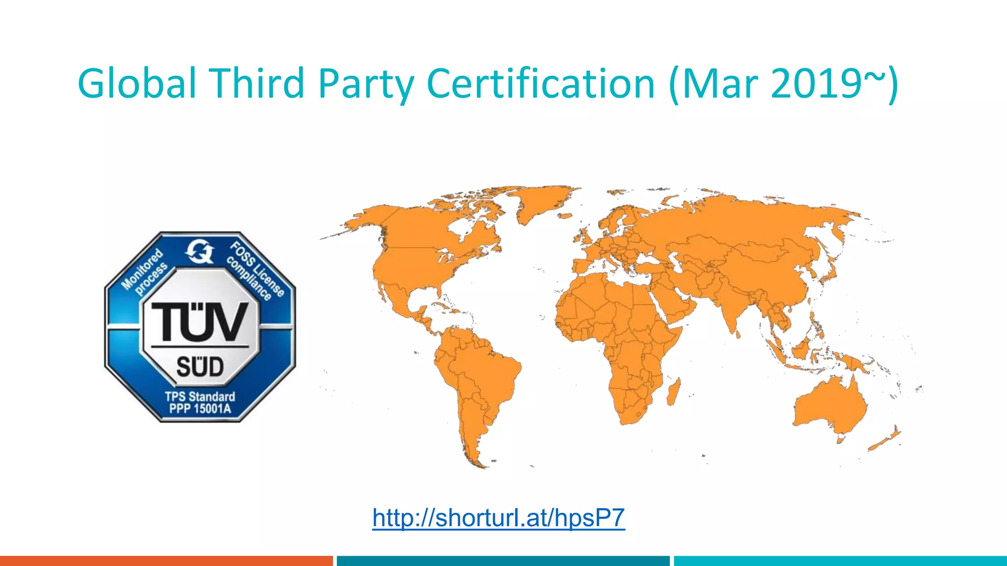 Global Third Party Certification (Mar 2019~)
http://shorturl.at/hpsP7
 