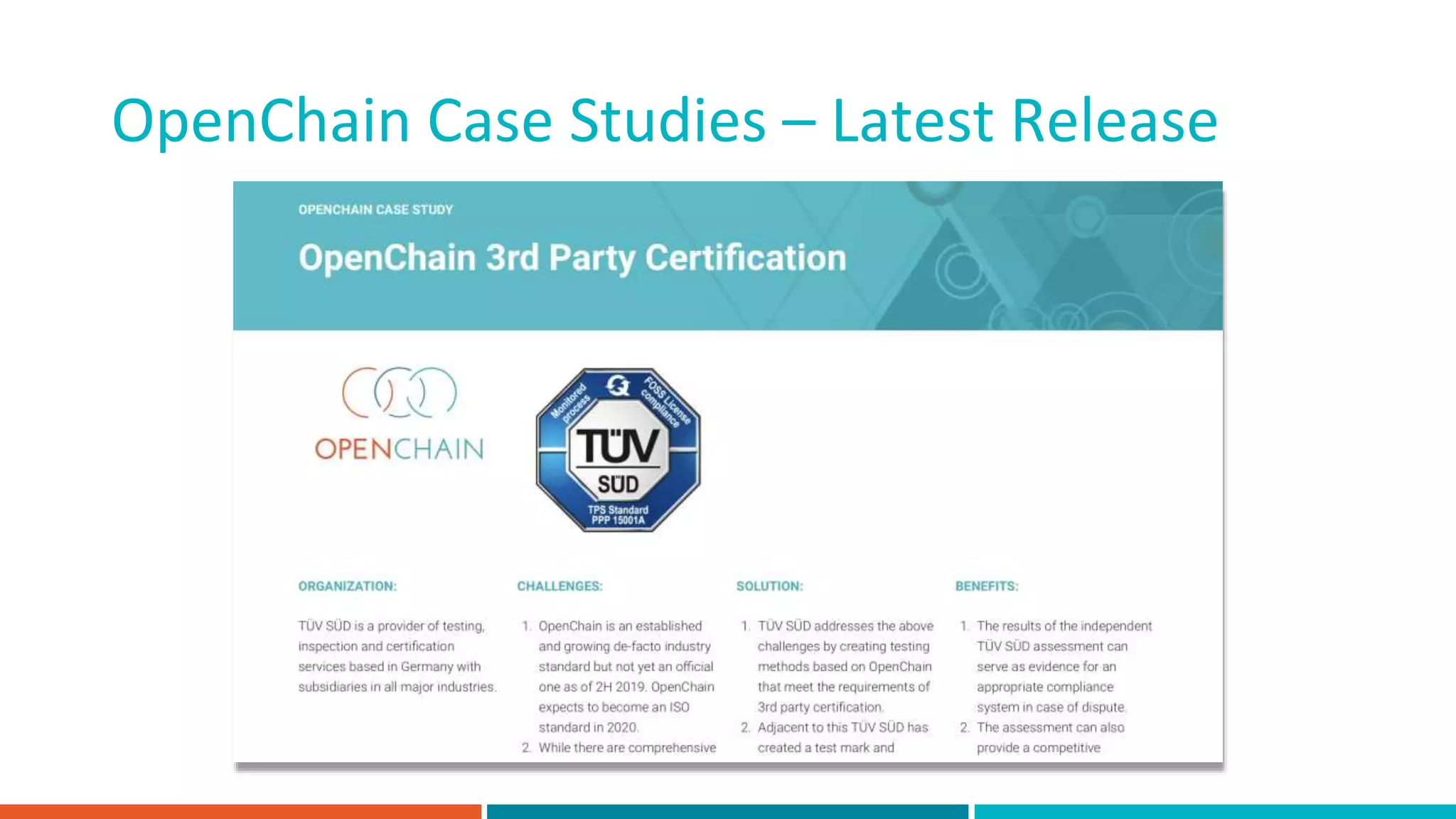 OpenChain Case Studies – Latest Release
 