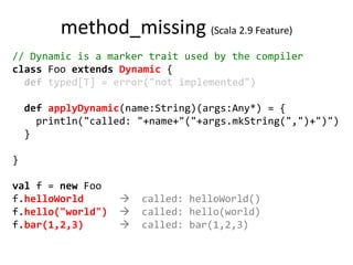 Pattern Matchingvalnums = List(1,2,3)// Pattern matching to create 3 valsvalList(a,b,c) = numsa      1b  2c  3