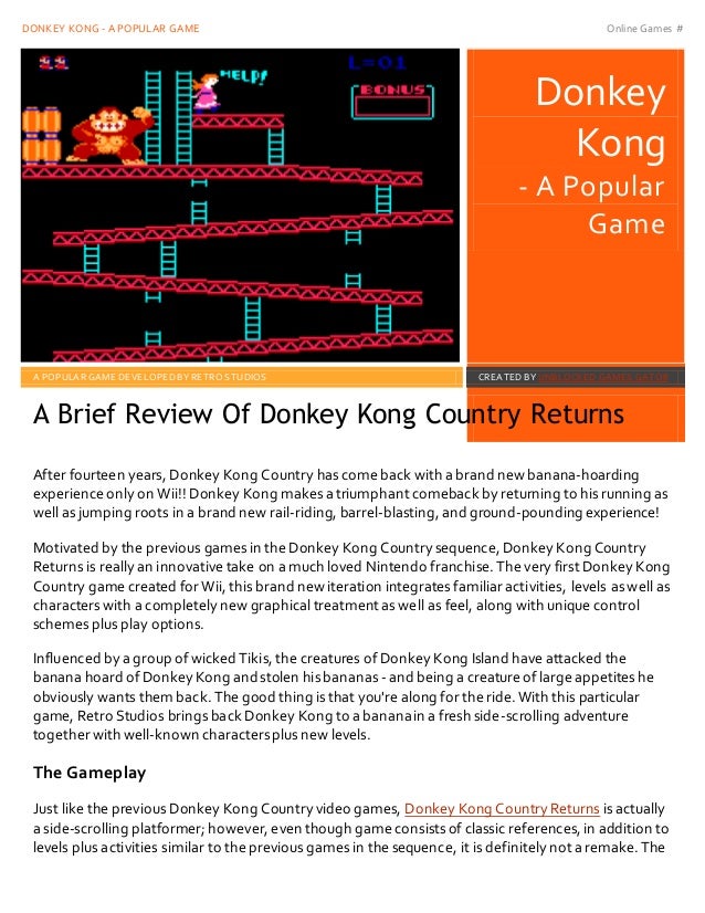 donkey kong country returns online