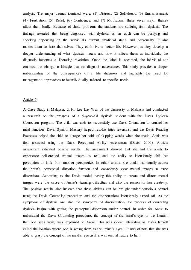 Case study child dyslexia