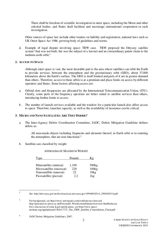 A Brief Survey Of Space Policy And Law Topics 12 3 13