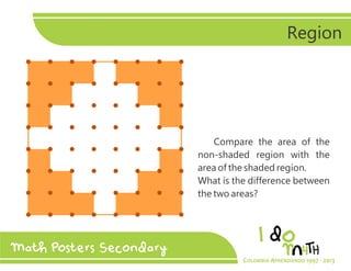 Region

Compare the area of the
non-shaded region with the
area of the shaded region.
What is the difference between
the two areas?

 