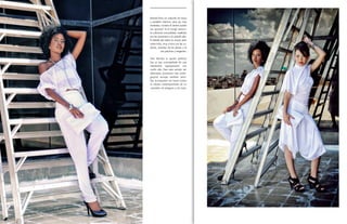 {20}www.revistavenuscuba.wordpress.com
revistavenus@gmail.com
Massiel lleva un conjunto de blusa
y pantalón blancos; para las más
recatadas, mostrar el vientre puede
ser opcional. Ya el encaje transmi-
te suficiente sensualidad, resaltada
por los accesorios y el calzado alto.
El detalle del sobre es actual, pero
sobre todo, muy a tono con las cu-
banas, amantes de las piezas a la
vez prácticas y elegantes.
Para Alondra la opción perfecta
fue un top, acompañado de una
interesante superposición con
cuello alto. Para esta versión tan
alternativa, accesorios más under-
ground, aunque también senci-
llos, acompañan sin hacer ruidos
la silueta contemporánea de su
pantalón de pliegues y tiro bajo.
 