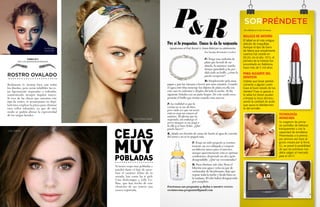 {48}www.revistavenuscuba.wordpress.com
revistavenus@gmail.com {49}www.revistavenuscuba.wordpress.com
revistavenus@gmail.com
SORPRÉNDETE
PARA ALEJARTE DEL
DENTISTA
¿Sabías que besar periódi-
camente a alguien contri-
buye al buen estado de tus
dientes? Pues sí, gracias a
la saliva los besos ayudan
a limpiar tu boca disminu-
yendo la cantidad de ácido
que causa el debilitamien-
to del esmalte.
BELLEZA DE ANTAÑO
El labial es el más antiguo
artículo de maquillaje.
Aunque el tipo de barra
de labios que actualmente
usamos fue creada en
EE.UU. en el año 1915, el
primero de la historia fue
encontrado en Babilonia,
hace más de 5 mil años.
TECNOLOGÍA
AVANZADA
Ya surgieron las prime-
ras pantallas de televisor
transparentes y con la
capacidad de enrollarse.
Presentadas a la prensa
por primera vez hace al-
gunos meses por la firma
LG, se prevé la posibilidad
de que los primeros mo-
delos salgan al mercado
para el 2017.
P: Tengo una cadenita de
plata que heredé de mi
abuela, la mantuve mucho
tiempo guardada y ha per-
dido todo su brillo, ¿cómo lo
puedo recuperar?
R: Simplemente pela unas
papas y pon las cáscaras a hervir por unos minutos. Cuando
el agua esté tibia sumerge los objetos de plata en ella (en
este caso tu cadenita) y déjalos ahí toda la noche. Al día
siguiente frótalos con un paño limpio. De este modo recu-
perarán el brillo que tenían cuando eran nuevos.
P. La realidad es que la
cocina no se me da bien,
pero cada vez que mi novio
está en casa me esmero al
máximo. Él afirma que he
mejorado, sin embargo el
arroz siempre se me pega a
la olla y se hace bolas. ¿Qué
puedo hacer?
R. Añade un chorrito de zumo de limón al agua de cocción
del arroz y no se te pegará más.
P. Tengo un niño pequeño y constan-
temente me veo obligada a comprar
un biberón nuevo pues el anterior,
aunque aparentemente está en óptimas
condiciones, desprende un olor agrio
desagradable. ¿Qué me recomiendas?
R. Para eliminar este olor, llena el
biberón con agua y echa un par de
cucharadas de bicarbonato; deja que
repose toda la noche y lávalo bien en
la mañana. El olor habrá desaparecido
por completo.
Envíennos sus preguntas y dudas a nuestro correo:
revistavenus.preguntas@gmail.com
Agradecemos al Prof. Reynel A. Llanes Belett por su colaboración.
Por Yanelys Hernández Cordero
Por Bárbara Carla Frómeta
Por si lo preguntas, Venus te da la respuesta
Si tienes cejas muy pobladas y
puedes darte el lujo de acen-
tuar el carácter felino de tu
mirada, haz como las it girls
Cara Delevingne y Lilly Co-
llins, que han hecho de este
elemento de sus rostros una
marca registrada.
CEJAS
POBLADAS
MUY
Realmente te sientan bien casi todos
los diseños, pero serán infalibles las ce-
jas ligeramente arqueadas o redondas,
manteniendo siempre ángulos suaves.
Si eres de las chicas que ostentan este
tipo de rostro, te aconsejamos no depi-
lartesino emplear la pinza para eliminar
esos vellos sobrantes, ya que de otro
modo se podría alterar la expresividad
de los rasgos faciales.
ROSTRO OVALADO
Amanda
Seyfried
Cara Delevingne
Lilly Collins
 