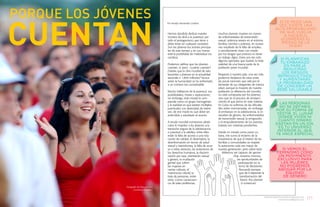 {7}www.revistavenuscuba.wordpress.com
revistavenus@gmail.com{6} www.revistavenuscuba.com
revistavenus@gmail.com
muchos jóvenes mueren en manos
de enfermedades de transmisión
sexual, violencia severa en el entorno
familiar, hambre y pobreza, en ocasio-
nes resultado de la falta de empleo;
o sencillamente viven con miedo
por los riesgos que provoca no tener
un trabajo digno. Estos son tan solo
algunos ejemplos que ilustran la triste
realidad de una buena parte de la
población joven mundial.
Respecto a nuestro país, una vez más
podemos titularnos de estar entre
las pocas naciones que vela por el
bienestar de sus integrantes de menos
edad, aunque la mayoría de nuestra
población (a diferencia del mundo)
no está compuesta por los jóvenes,
sino que es el proceso de envejeci-
miento el que prima en esta materia.
En Cuba no sufrimos de las dificulta-
des antes mencionadas, sin embargo
el embarazo en la adolescencia, la in-
equidad de género, las enfermedades
de transmisión sexual, la emigración
y el empoderamiento de los jóvenes,
todavía son materias pendientes.
Desde mi mirada como joven cu-
bana, me sumo al reclamo de la
importancia de que al interior de las
familias y comunidades se respete
la autonomía cada vez mayor de
nuestra generación; pero sobre todo
debemos ser capaces de aprove-
char, nosotros mismos,
las oportunidades de
participación en la
toma de decisiones.
Recuerda siempre
que de ti depende la
transformación del
futuro: ¡los jóvenes
sí contamos!
Hemos decidido dedicar nuestro
número de abril a la juventud, por
todo el protagonismo que tiene o
debe tener en cualquier sociedad.
Son los jóvenes los actores principa-
les de este tiempo y en sus manos
está la posibilidad de materializar los
cambios.
Podemos ratificar que los jóvenes
cuentan, sí, pero... ¿cuánto cuentan?
¿Sabías que la cifra mundial de ado-
lescentes y jóvenes en la actualidad
asciende a 1.800 millones? Nunca
antes la humanidad se ha enfrentado
a un número tan considerable.
Mucho hablamos de la juventud, sus
posibilidades, metas y aspiraciones;
sin embargo, esta mirada la com-
prende como un grupo homogéneo
y la realidad es que existen múltiples
juventudes con diversidad de intere-
ses; de ese modo es que debe ser
entendido y estudiado el asunto.
A escala mundial numerosos obstá-
culos le impiden a los jóvenes una
transición segura de la adolescencia
o juventud a la adultez; entre ellos
están la falta de acceso a una edu-
cación de calidad, el desempleo, la
desinformación en temas de salud
sexual y reproductiva, la falta de acce-
so a estos servicios, las violaciones de
los derechos humanos, la discrimi-
nación por raza, orientación sexual
y género, la mutilación
genital que sufren
las mujeres en
ciertas culturas, el
matrimonio infantil, la
trata de personas, entre
otros. Como consecuen-
cia de tales problemas,
Por Yanelys Hernández Cordero SI TE PEGÓ UNA
VEZ, EXISTE UNA
ALTA PROBABILIDAD
DE QUE VUELVA
A HACERLO,
¿CORRERÁS EL
RIESGO DE LA
DUDA?
SI PLANIFICAS
TU EMBARAZO
EN PAREJA
REDUCIRÁS
LOS RIESGOS
REPRODUCTIVOS
Y AUMENTARÁS
LA PROBABILIDAD
DE CONCEBIR UN
BEBÉ SALUDABLE
LAS PERSONAS
NO SE DEFINEN
POR SU FORMA DE
VESTIR, EL LUGAR
DONDE VIVEN NI
CUÁNTO DINERO
GASTAN EN UN DÍA.
ES TU UNIVERSO
INTERIOR EL QUE
TE HACE ESPECIAL
SI VEMOS EL
FEMINISMO COMO
UN MOVIMIENTO
EXCLUSIVO PARA
LAS MUJERES,
NO PODREMOS
ABOGAR POR LA
EQUIDAD
DE GÉNERO
PORQUE LOS JÓVENES
CUENTAN
Fotografía de Roberto Ruiz
(Juventud Rebelde)
 