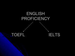 ENGLISH
   PROFICIENCY


TOEFL        IELTS
 
