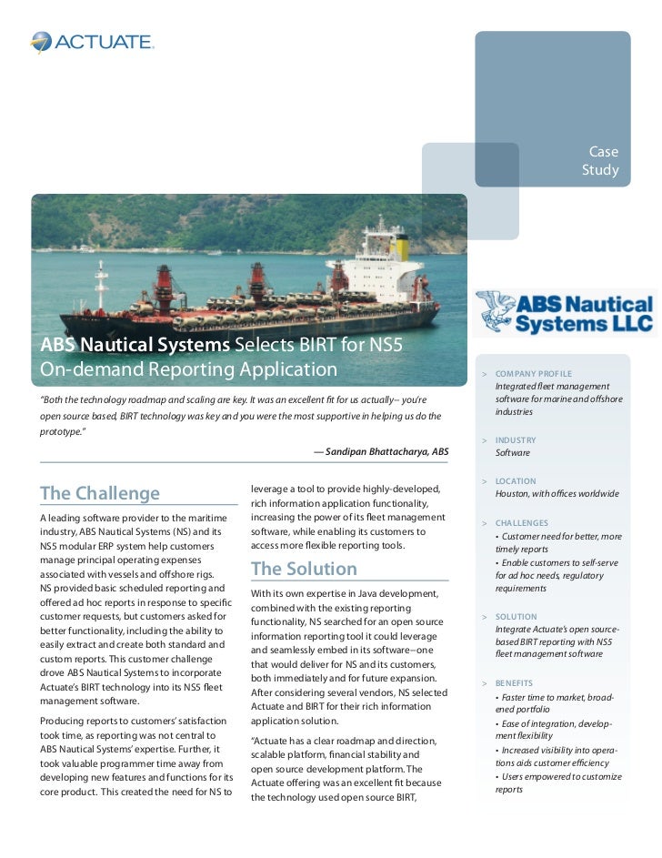 Case Study ABS Nautical Systems Selects BIRT for NS5