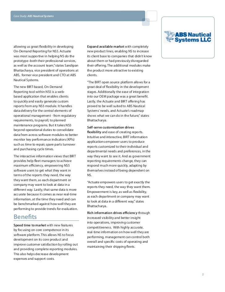Case Study ABS Nautical Systems Selects BIRT for NS5