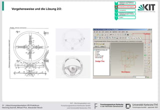 • Handskizzen und Befragung zu
                                                                                              Präferenzen junger Fahrerinnen
                                                                                        1     und Fahrer

                                                                                            • Konstruktion im CAD Programm
                                                                                        2

          Vorgehensweise und die Lösung 2/2:                                            3
                                                                                            • Texturgebung

                                                                                            • Endversuch zur Ermittlung der
                                                                                              Präferenzen bezüglich Varianten
                                                                                        4     und Texturen

                                                                                            • Ausblick
                                                                                        5




                                                           KIT - Die Kooperation von
31 | Abschlusspräsentation VR-Praktikum          Forschungszentrum Karlsruhe GmbH
Henning Itzerott, Mihael Plut, Alexander Brack         und Universität Karlsruhe (TH)
 
