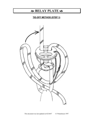 BELAY PLATE
TIE-OFF METHOD (STEP 1)
This document was last updated on 02/20/07 © P Hutchinson 1997
 