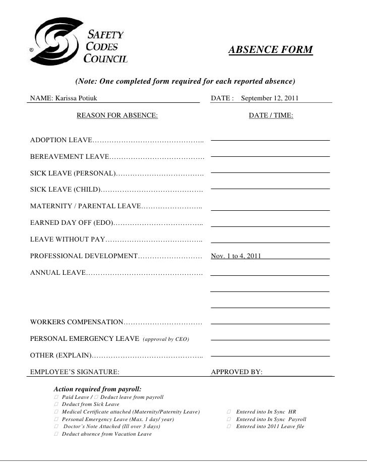 absence form medical certificate for leave of absence