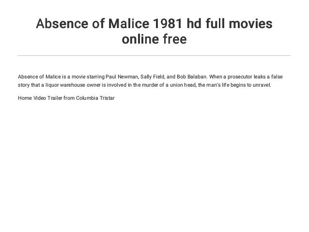 absence of malice movie online free