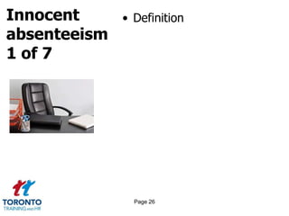 Innocent
absenteeism
1 of 7
• Definition
Page 26
 