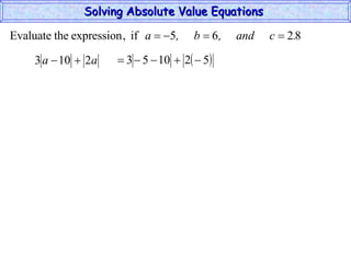 Solving Absolute Value Equations  