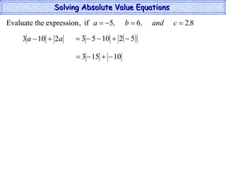 Solving Absolute Value Equations  