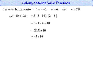 Solving Absolute Value Equations  