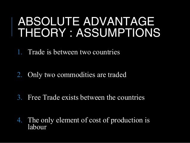 International Trade Theory Absolute Advantage Theory