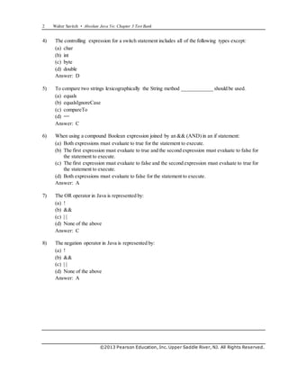 Absolute Java 5e Savitch Test Bank | PDF