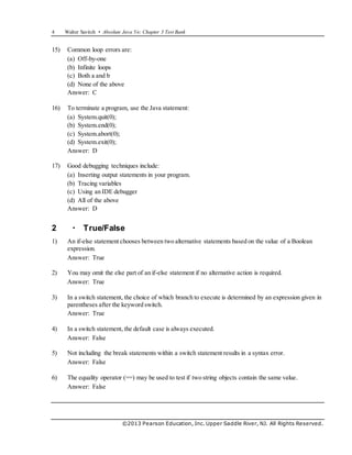 Absolute Java 5e Savitch Test Bank | DOCX