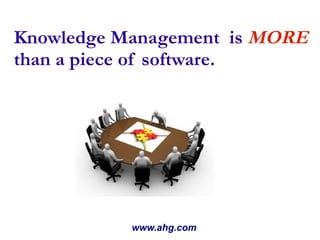 Knowledge Management  is  MORE than a piece of software. www.ahg.com 