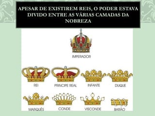 APESAR DE EXISTIREM REIS, O PODER ESTAVA
DIVIDO ENTRE AS VÁRIAS CAMADAS DA
NOBREZA
 