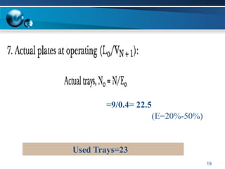 =9/0.4= 22.5
(E=20%-50%)
19
Used Trays=23
 
