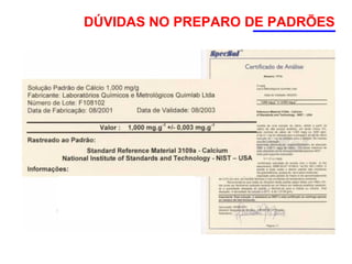                
DÚVIDAS NO PREPARO DE PADRÕES
 