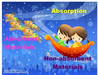 Absorption



Absorbent
Materials
            Non-absorbent
              Materials
 