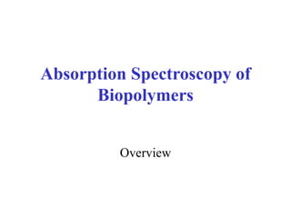 Absorption Spectroscopy of
Biopolymers
Overview
 