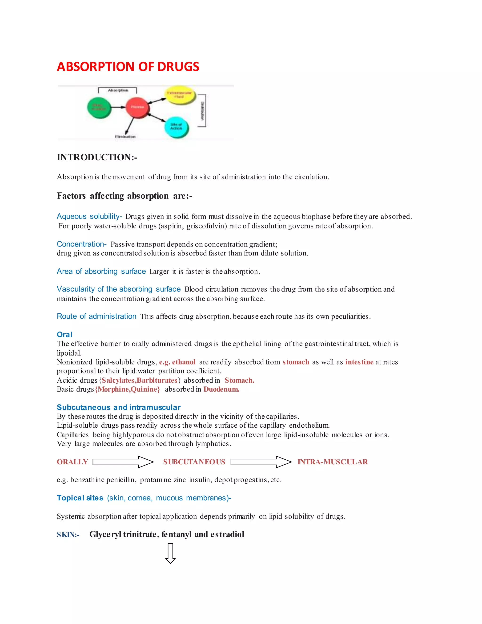 Medication Absorption Chart.pdf Absorption of drugs | PDF