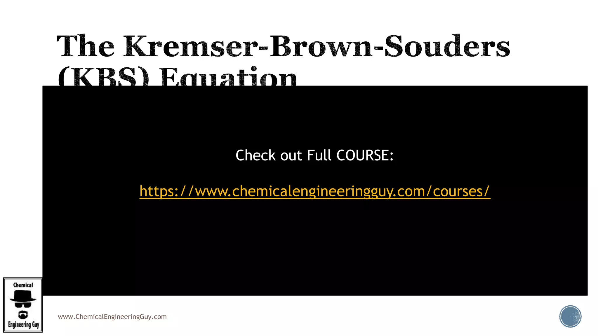 www.ChemicalEngineeringGuy.com
 Stripping
 where the stripping factor S = 1/A, is assumed constant.
 A = L/G = slope of operation line
 m = Henry's Law constant = slope of the equilibrium line.
Check out Full COURSE:
https://www.chemicalengineeringguy.com/courses/
 