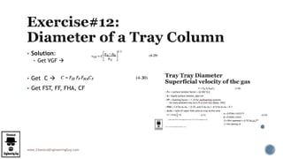www.ChemicalEngineeringGuy.com
 Solution:
 Get VGF 
 Get C 
 Get FST, FF, FHA, CF
 