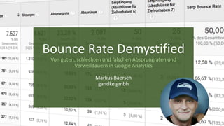 Bounce Rate Demystified
Von guten, schlechten und falschen Absprungraten und
Verweildauern in Google Analytics
Markus Baersch
gandke gmbh
 