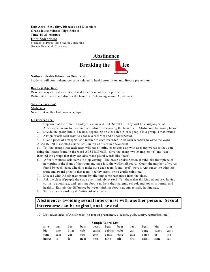 Abstinence Breaking the ice
