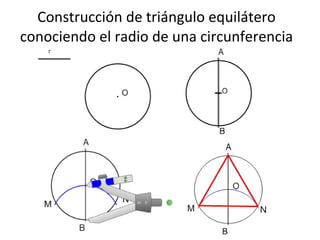 Construcción de triángulo equilátero conociendo el radio de una circunferencia 