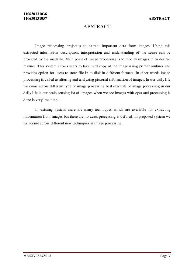 Master thesis in image processing