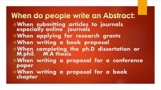 Why Not Abstract what is an Abstract & importance of an Abstract | PDF