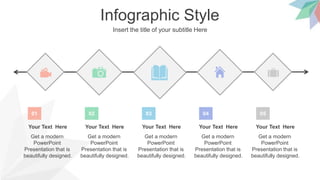 Infographic Style
Insert the title of your subtitle Here
Your Text Here
Get a modern
PowerPoint
Presentation that is
beautifully designed.
Your Text Here
Get a modern
PowerPoint
Presentation that is
beautifully designed.
Your Text Here
Get a modern
PowerPoint
Presentation that is
beautifully designed.
Your Text Here
Get a modern
PowerPoint
Presentation that is
beautifully designed.
Your Text Here
Get a modern
PowerPoint
Presentation that is
beautifully designed.
01 03 04 05
02
 