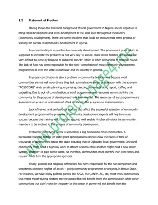 Local Government Administration & Rural Development in Nigeria | DOCX