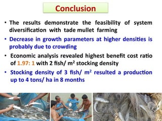 Growth and production performance of tade mullet, Liza tade (Forsskal, 1775) at different stocking density in tide fed brackishwater pond rearing systems in West Bengal