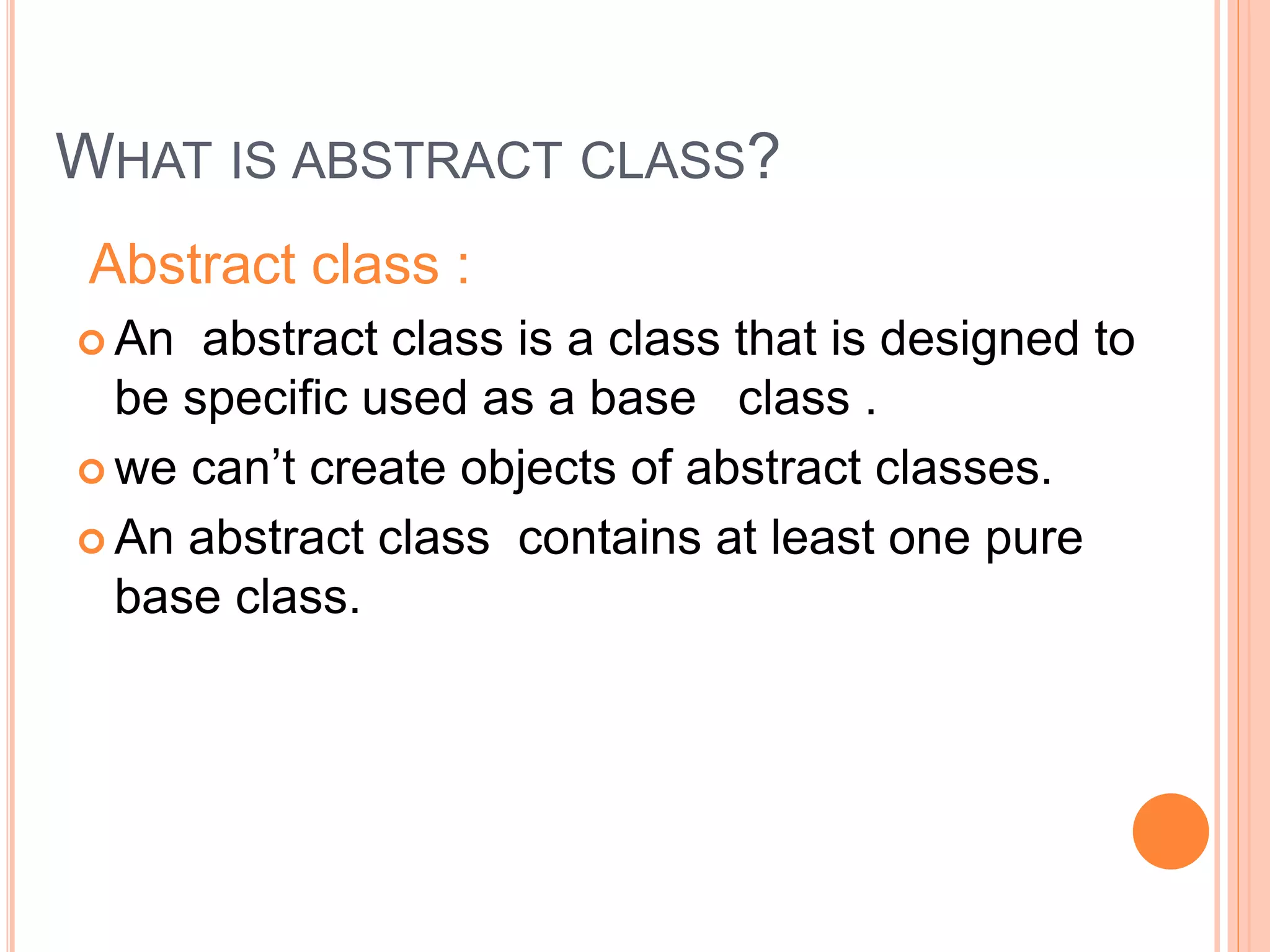 Abstract class in c++ | PPTX
