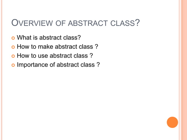 Abstract class in c++ | PPTX
