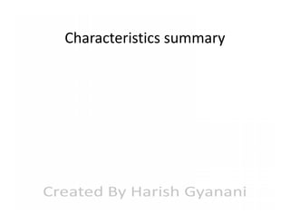 Characteristics summary

 