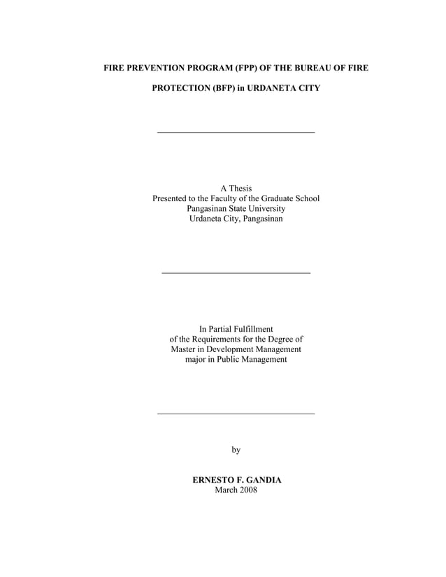 Fire Prevention Program (FPP) of the Bureau of Fire Protection (BFP) in City PDF