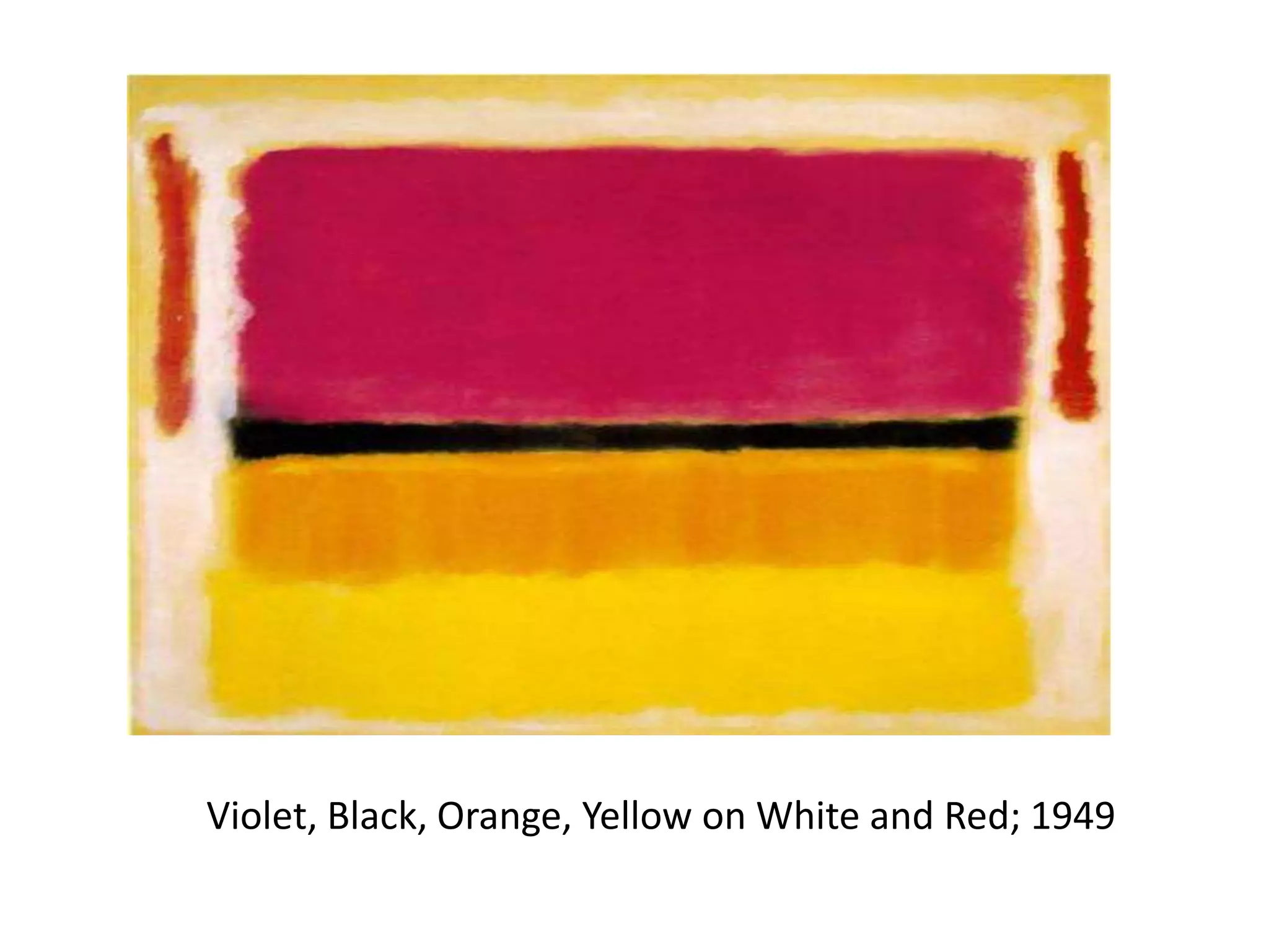 Violet, Black, Orange, Yellow on White and Red; 1949
 