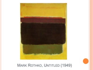 Arshile GorkyNo formal training, studied the work of Cezanne, Picasso and MiróInfluenced by Surrealist ideas and Surrealist paintersMoved to America by 1920 and had his first solo art showing in 1931Successive tragedy; studio burning down and destroying work, surgery, car accident; led to his suicide in 1948Tragedies had effect on work