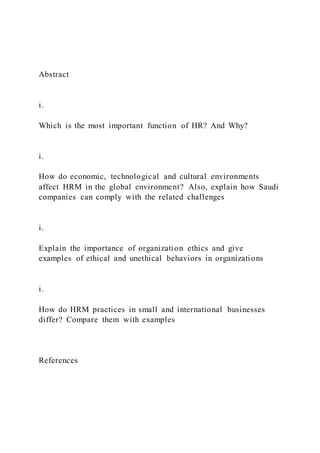 Abstract i.Which is the most important function of HR | DOCX